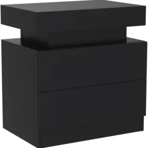 Nightstand Set of 2 LED Nightstand with 2 Drawers Bedside Table with Drawers for Bedroom Furniture Side Bed Table - Image 5