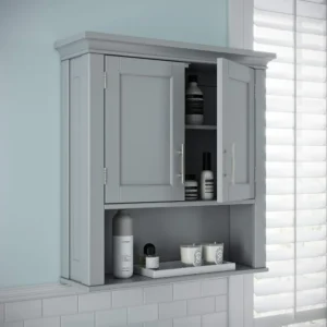 RiverRidge Somerset Two-Door Bathroom Storage, Gray Wall Cabinet, Grey, Set 1 - Image 2