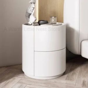 Bedroom Cabinets Nightstand Small Circular Wooden Bedside Table Low Nightstand Modern Nordic Mesitas De Noche Bedroom Furniture - Image 6