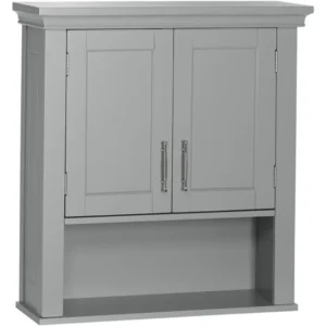 RiverRidge Somerset Two-Door Bathroom Storage, Gray Wall Cabinet, Grey, Set 1