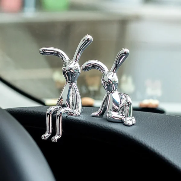 Hot Sale 3D Rabbit Ornaments Long Eared Electroplating Interior Home Furnishings Dining Table Car Center Console Decoration - Image 3