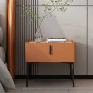 Modern Slate Nightstands Nordic Bedroom Bedside Table with drawer Wood Leather Storage Side Cabinet Light Luxury Home Furniture - Image 4