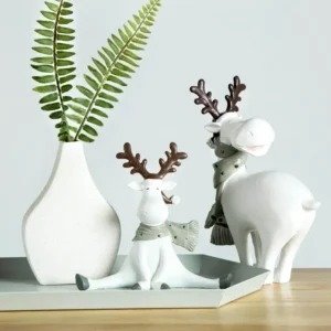 Creative Home Deer Decorations Creative White Deer Figurines Christmas Office Living Room Decorations Easter Room Desk Ornament - Image 5