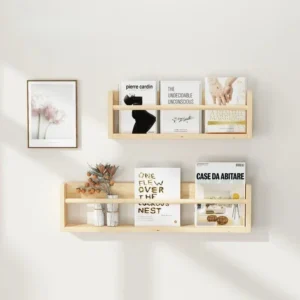 Wood Floating Shelves Wall Nursery Book Shelves Kids Bookshelf for Living Room Bedroom Decor Kitchen Spice Bathroom Storage Rack