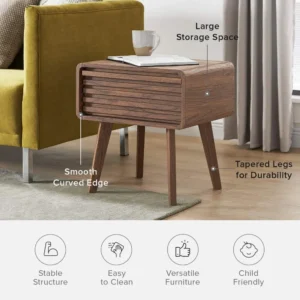 Nightstand, Small Nightstands with Drawers, Side Table with Storage, Nightstand - Image 5
