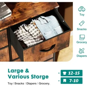 Fabric Dresser with 8 Drawers, Chest of Drawers with Fabric Bins, Tall Dresser with Wood Top for Bedroom, Closet, Entryway - Image 3