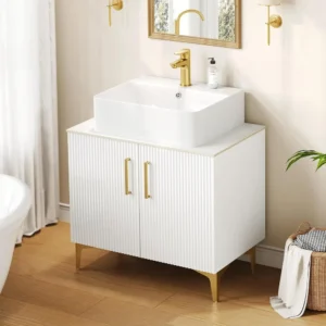 30" Bathroom Vanity with Counter Top Sink Combo, Modern Bathroom Storage Vanity Cabinet Set Included Drain