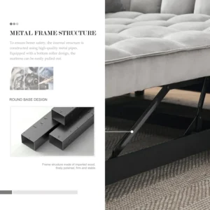 3-in-1 Convertible Sleeper Sofa Bed, Modern Pullout Couch Bed with Pull Out Bed, Adjustable Backrest, Loveseat Futon Sofa - Image 5