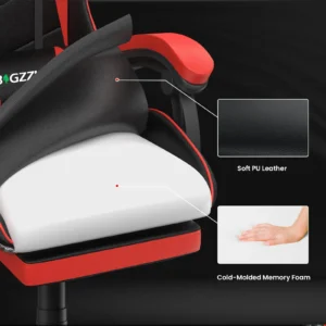 Bigzzia Gaming Chair with Footrest Gamer Chairs Ergonomic with Lumbar Cushion Headrest Chair Height Adjustable Office Chair - Image 5