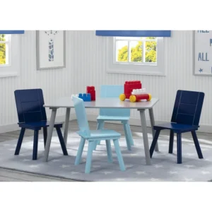 Delta Children Kids Table and Chair Set (4 Chairs Included), Grey/Blue - Image 2