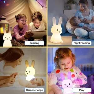 LED Night light Silicone Rabbit Touch Sensor lamp Cute Animal Light Bedroom Decor Gift for Kid Baby Child Table Lamp Home Decor - Image 4