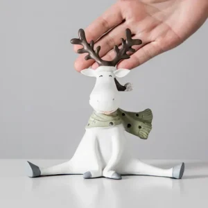 Creative Home Deer Decorations Creative White Deer Figurines Christmas Office Living Room Decorations Easter Room Desk Ornament - Image 3