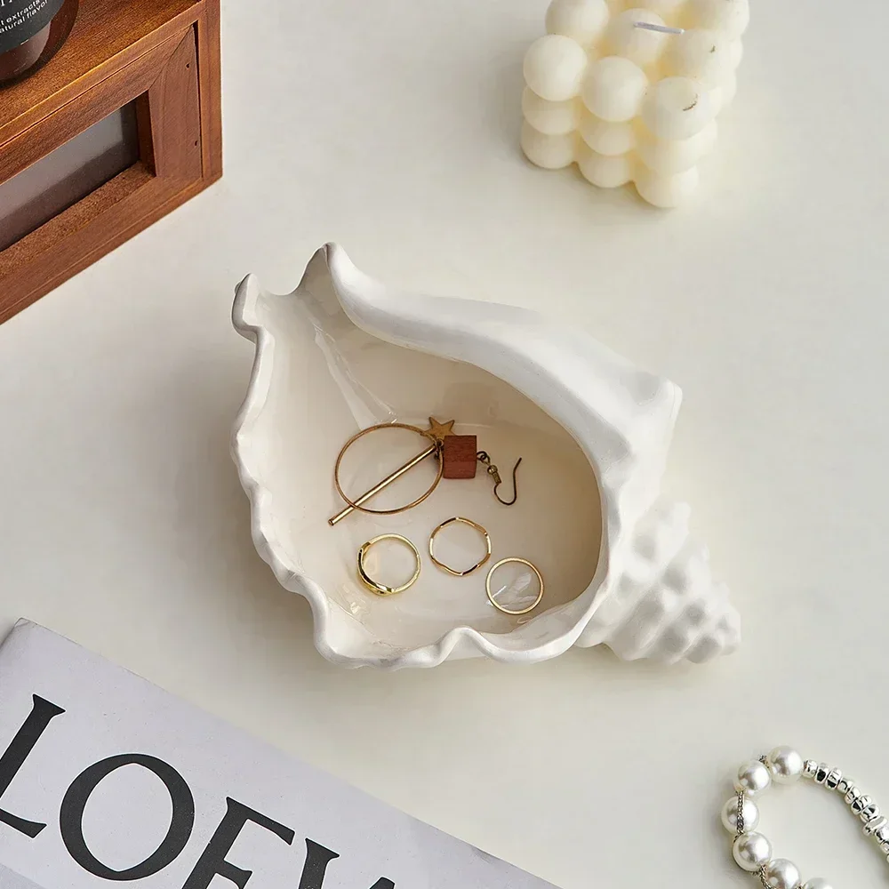 Ceramic Home Decor Crafts Sea Shells Storage Ornaments Nordic Interior Decor Desk Storage Accessories for Living Room Cute Gift - Image 3