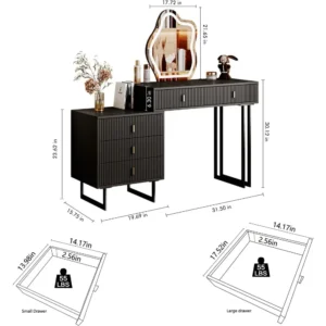 With Lighted Mirror and 5 Spacious Drawers Drawer Bedroom Essential for Girls and Women Dressing Table Stool Toilet Makeup Desk - Image 5