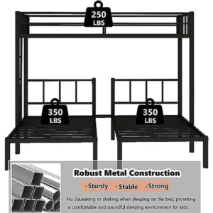 Metal Triple Bunk Beds Kids Teens Space Saver Three Bed Bunk Beds Can Separate into 3 Twin Beds Full-Length Guardrails Sturdy - Image 6