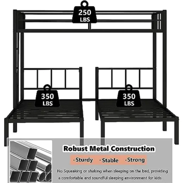 Metal Triple Bunk Beds Kids Teens Space Saver Three Bed Bunk Beds Can Separate into 3 Twin Beds Full-Length Guardrails Sturdy - Image 6