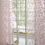 Flower Window Curtain Floral Voile Sheer Curtain Tulle Room Sheer Gauze Curtain for Living Room, Bedroom, Balcony - Rod Pocket