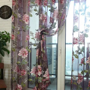 Upscale Elegant Romantic Flower Embroidered Chinese Fabric Tulle Sheer 3D Window Curtain Home Bedroom Livingroom Hotel Supplies