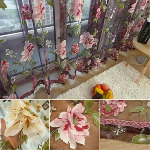 Upscale Elegant Romantic Flower Embroidered Chinese Fabric Tulle Sheer 3D Window Curtain Home Bedroom Livingroom Hotel Supplies - Image 4