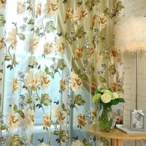Upscale Elegant Romantic Flower Embroidered Chinese Fabric Tulle Sheer 3D Window Curtain Home Bedroom Livingroom Hotel Supplies - Image 3