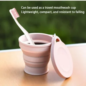 180ml Folding Cup Mini Retractable Cup Silicone Portable Teacup Outdoor Travel Coffee Telescopic Drinking Mug with Lid - Image 4
