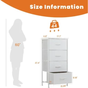 Dresser for Bedroom, Storage Drawers, Skinny Fabric Storage Tower with 4 Drawers, Tower Organizer Unit, Chest of Closet - Image 6