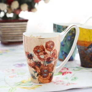 New Style Van Gogh Cup Blue Starry Sunflower Flower Coffee Mug Art Paintings Ceramic Bone China Cup Mugs Coffee Cups Tumbler Cup - Image 6
