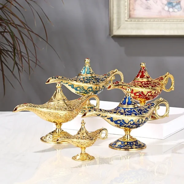 Legendary Aladdin Lamp European Retro Magic Genie Wishing Lamp Table Decoration Metal Crafts Wedding Party Home Decoration - Image 5