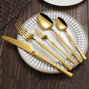 6/30pcs Golden waist knife, fork and spoon stainless steel tableware set dessert fork and spoon steak knife, fork and spoon