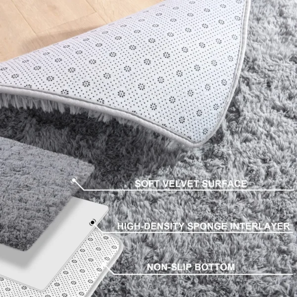 Nordic ins silk hair tie-dye carpet Modern simple bedroom bed blanket Home living room girl's room plush blanket floor mat - Image 4