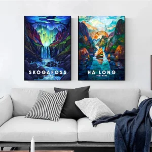 Stained Glass Travel Wall Art Canvas Painting London Rome Santorini New York Posters and Prints Picture Home Room Decor Cuadros - Image 3