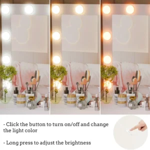 Makeup Vanity Table with Lighted Mirror, Makeup Vanity Desk with Storage Shelf and 4 Drawers, Bedroom Dressing Table - Image 4