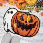 VIKAMA Imitation Cashmere Carpet Creative Halloween Ghost Bathroom Foot Mat Foyer Decorated With Pumpkin Non-Slip Foot Mat
