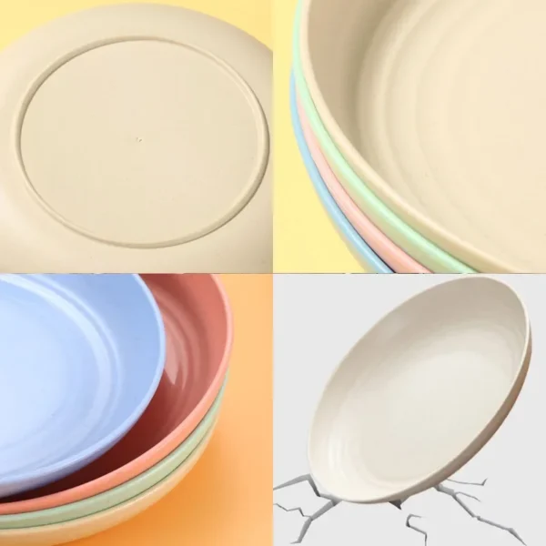 Wheat Straw Solid Color Round Plates Salad Dessert Dinner Reusable Microwave Safe Anti Fall And Shatter Plates Fruit Plate - Image 6