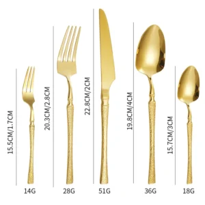 6/30pcs Golden waist knife, fork and spoon stainless steel tableware set dessert fork and spoon steak knife, fork and spoon - Image 6