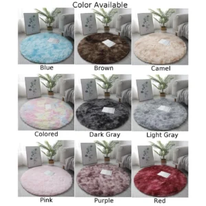 Circle Round Shaggy Rug Living Room Bedroom Carpet Floor Mat Anti-Skid - Image 5
