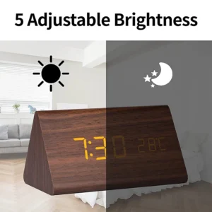 Digital Clock Wooden Sound Control LED Alarm Clock with Temperature USB/AAA Desktop Clocks Snooze Desperadoes Home Table Decor - Image 3
