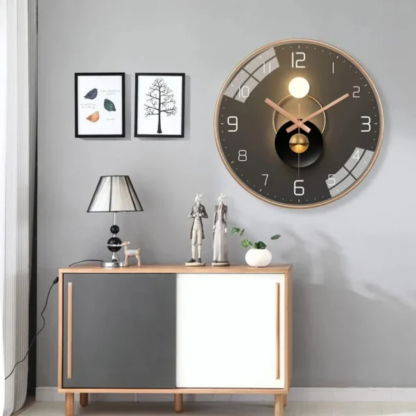 Modern Simple Punctuality Quartz Wall Clock Light Shadow Geometric Design Silent Movement Living Room Bedroom Decor Pendant - Image 5
