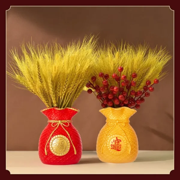 Blessed Bag Flowerpot Vase Chinese New Year Spring Festival Fortune Making Flower Arrangement Vase Plastic Festival Decoration - Image 2