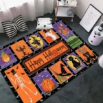 Halloween Spooky Witch Pumpkin Carpet for Living Room Decor Sofa Table Large Area Rugs Bedroom Bedside Foot Pad Antislip Doormat