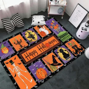Halloween Spooky Witch Pumpkin Carpet for Living Room Decor Sofa Table Large Area Rugs Bedroom Bedside Foot Pad Antislip Doormat