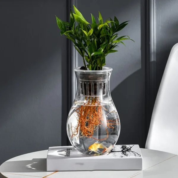 Mini Hydroponic Flower Pot Fish Tank Transparent Plastic Soilless Plant Pots Self Watering Planter Pot Vase for Home Decoration - Image 3