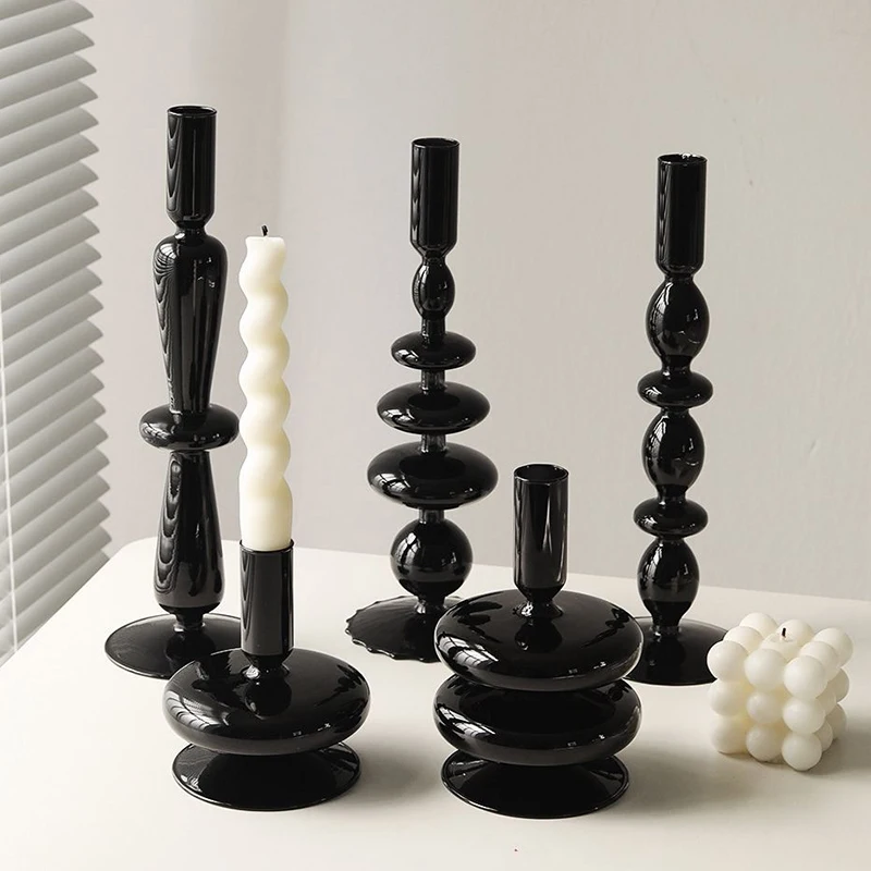 Nordic Glass Candle Holders Living Room Home Romantic Candlestick Holder Wedding Birthday Dinner Decoration Vintage Portavelas - Image 6