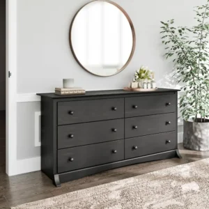 Bedroom Furniture:Double Dresser for Bedroom, 6-Drawer Wide Chest of Drawers, Traditional Bedroom Dresser, WDC-6330-V - Image 6