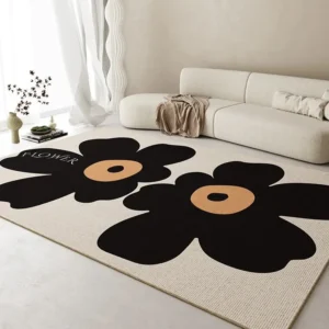 VIKAMA Fresh Living Room Carpet Waterproof Non-slip Coffee Table Carpet Large Area of Crystal Velvet Carpet Floral Mat - Image 2