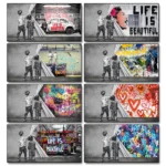 Street Graffiti The World Behind Curtains Wall Art Poster Modern Pop Home Decor Canvas Paint Room Decoration Mural Print Picture