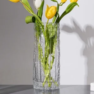 1pc 25cm Vase Glacier Vase Glass Transparent Flower Arrangement Flower Living Room Dining appearance Table Decoration Bottle - Image 4
