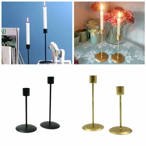 2PCS Metal Crafts Vintage Creative New Year Table Home Decor Candle Holder Wedding Decorations Candlestick - Image 2