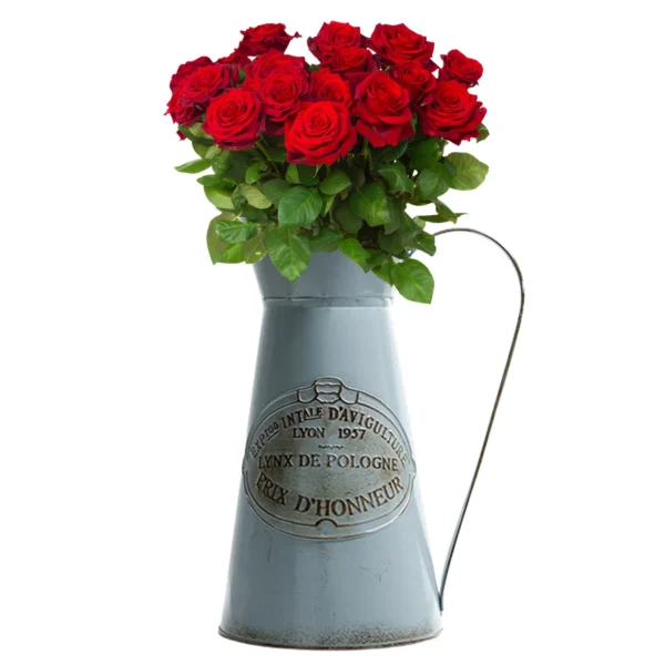 Vintage Style Metal Flower Vase Galvanized Finish Rustic Flower Jug Vase for Indoor and Outdoor Decor - Image 5