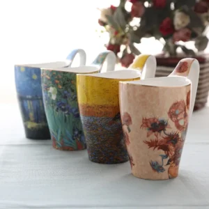 New Style Van Gogh Cup Blue Starry Sunflower Flower Coffee Mug Art Paintings Ceramic Bone China Cup Mugs Coffee Cups Tumbler Cup - Image 2